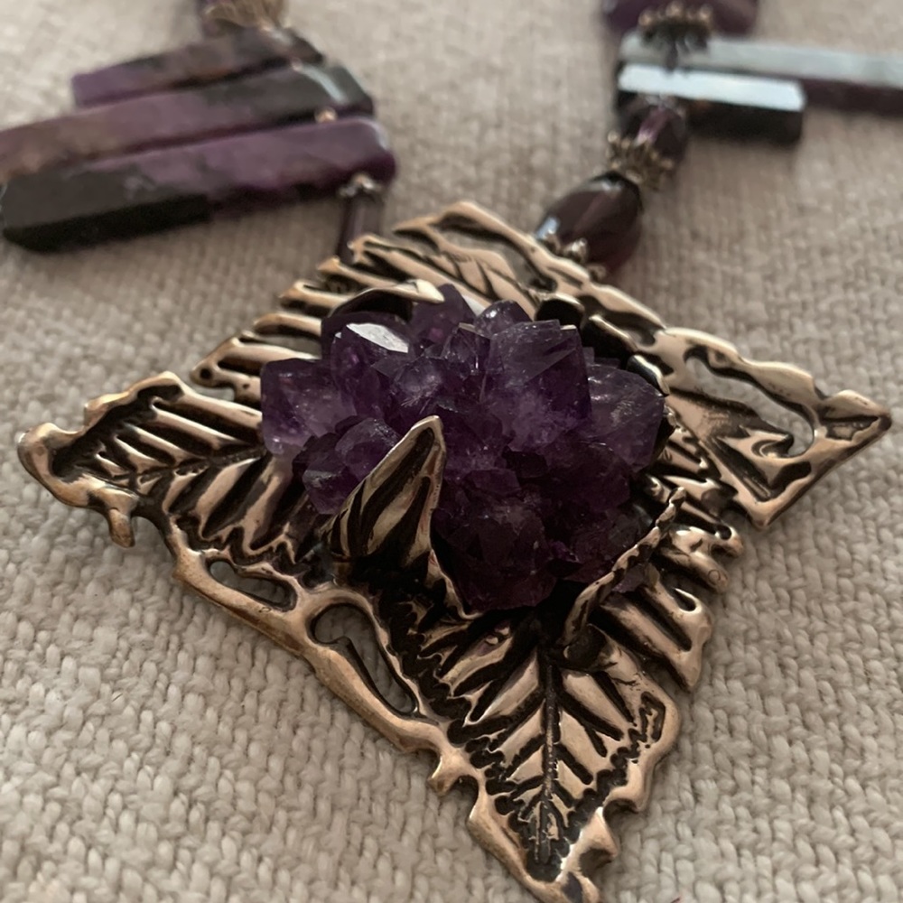 One of a kind, handcrafted amethyst and sterling silver necklace